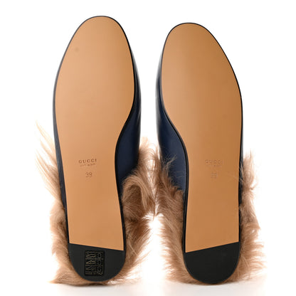 Gucci Malaga Kid Fur Womens Princetown Slippers 39 Blue Agata 5 of 12