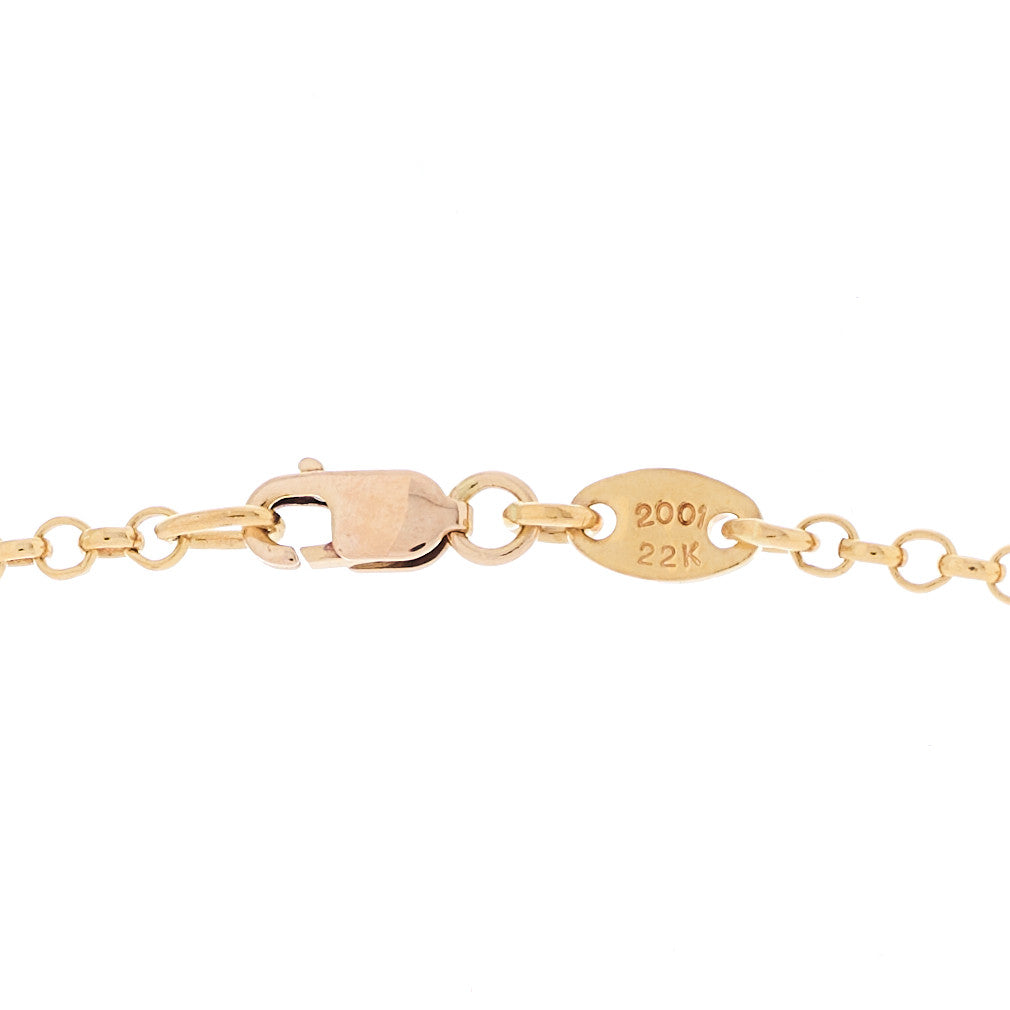 22K Yellow Gold Diamond Safety Pin Chain Necklace
