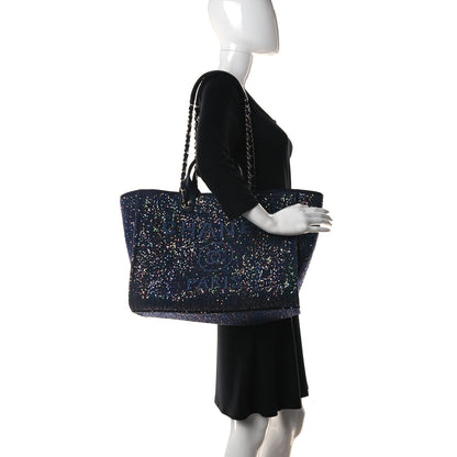 Chanel Calfskin Sequin Medium Deauville Tote Blue Multicolor 2 of 11