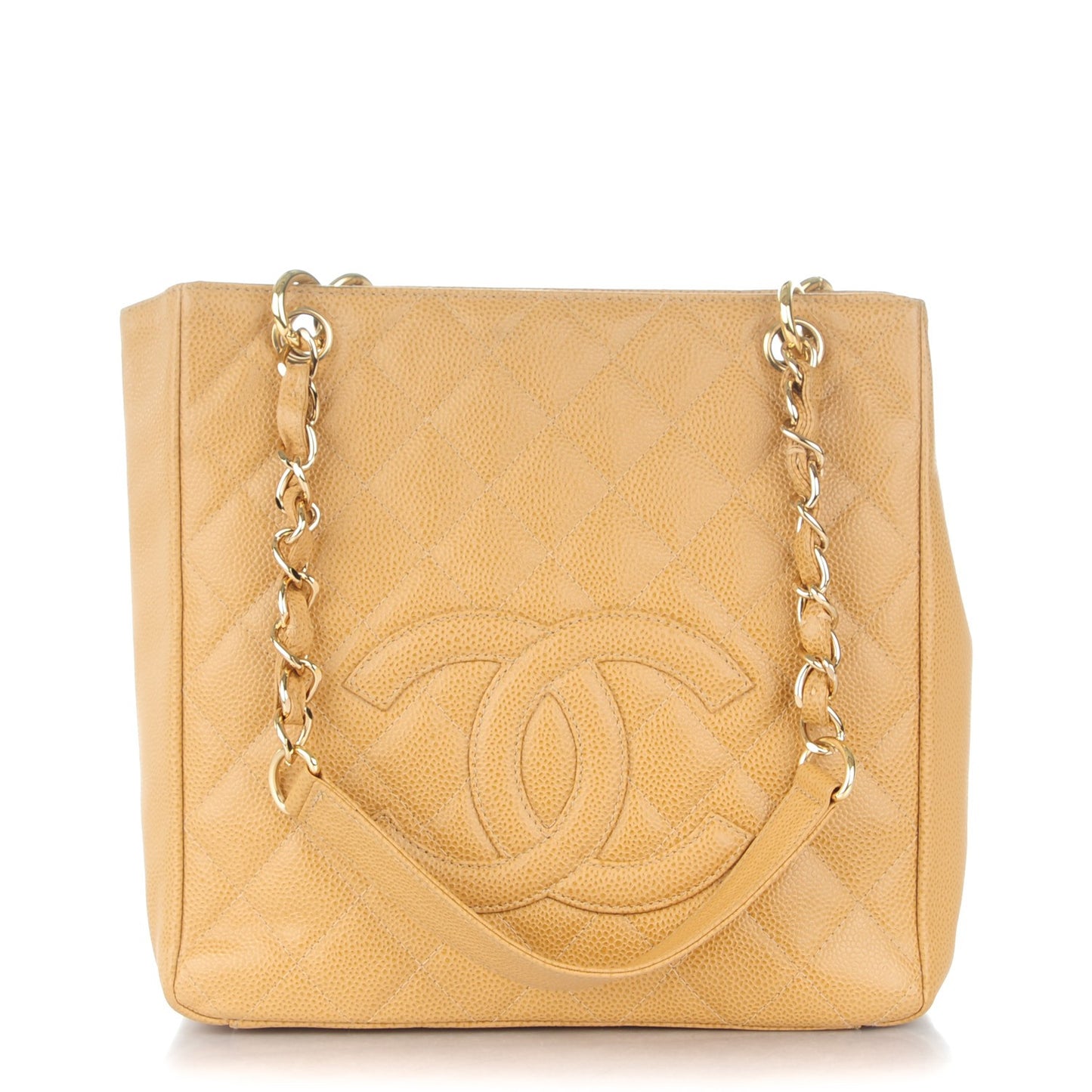 Caviar Quilted Petit Shopping Tote PST Beige