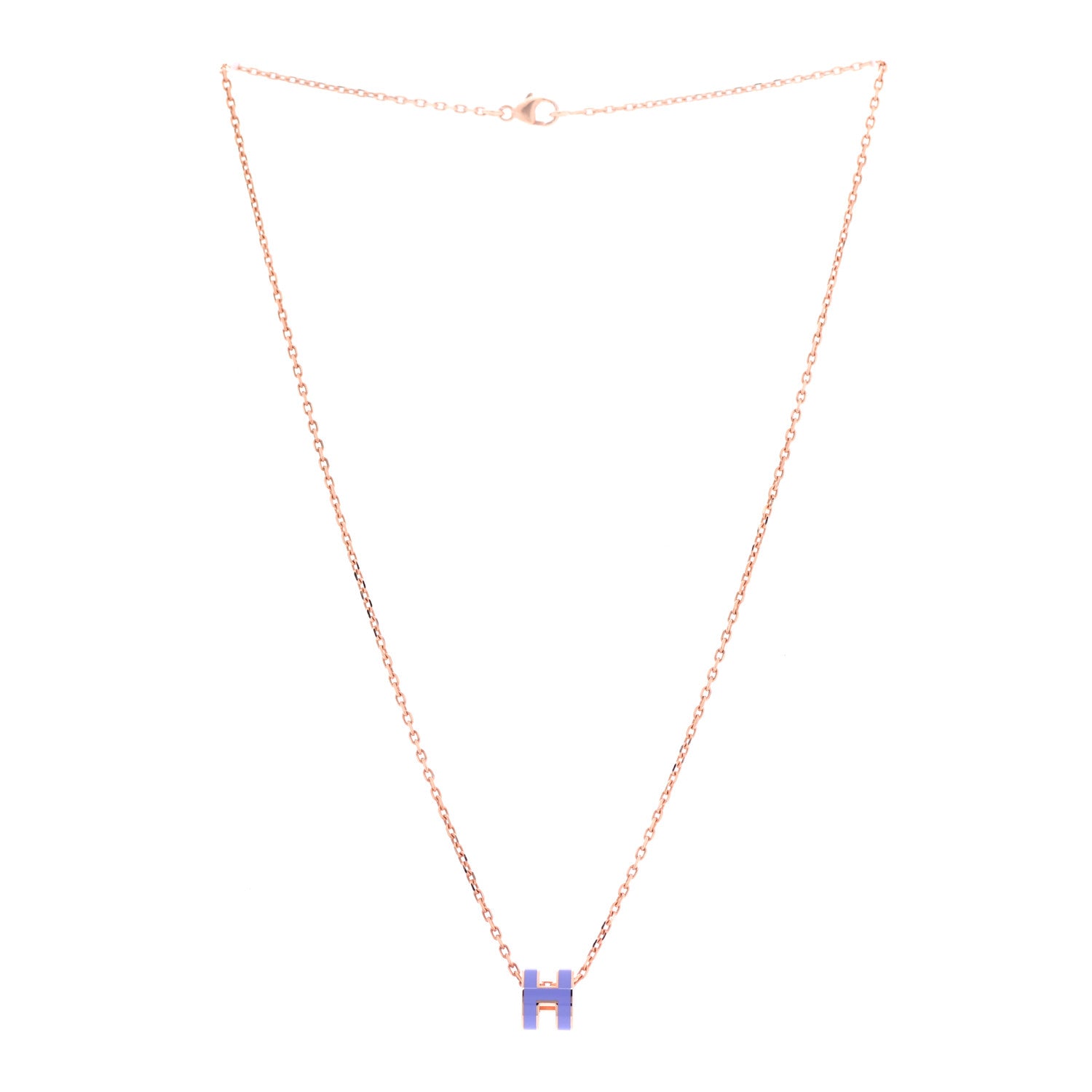 Hermes Rose Gold Mini Pop H Pendant Necklace Lilas 3 of 8