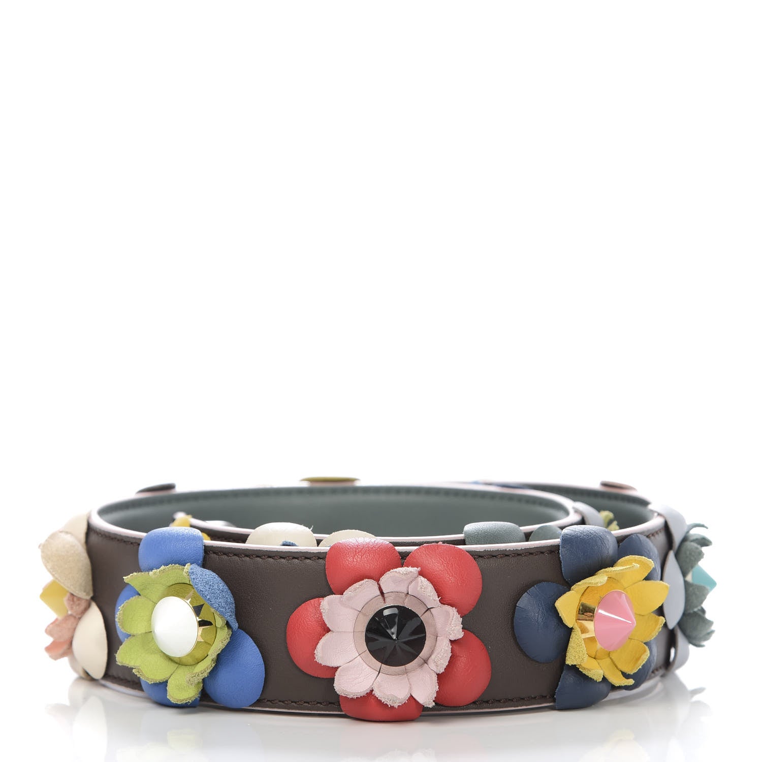 Fendi Vitello Dolce Flowerland Studded Strap You Moresco Malachite 2 of 3