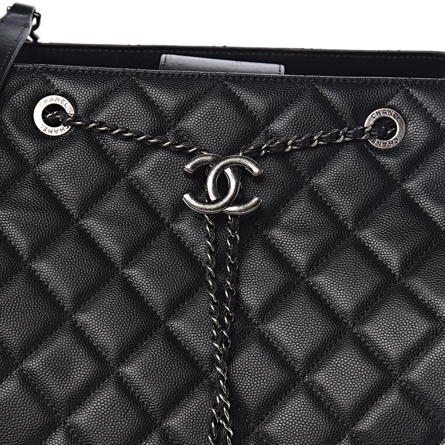 Caviar Quilted Large CC Bucket Bag Black