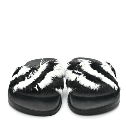 Valentino Garavani Rubber Feather Pool Slide Sandals 38 Black White 3 of 8