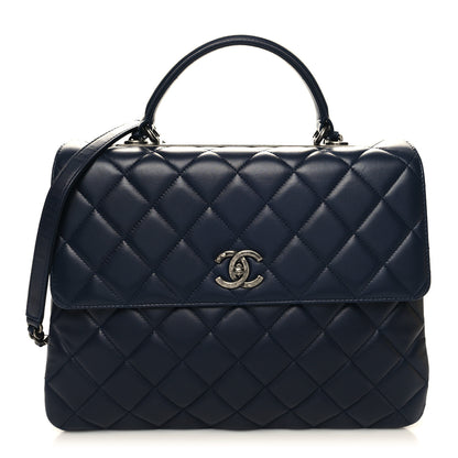 Chanel Lambskin Quilted Large Trendy CC Flap Dual Handle Bag Navy Blue 1 of 13