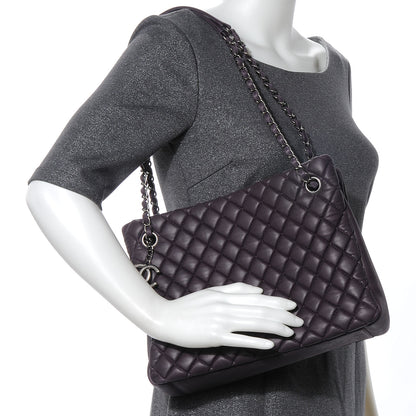 Chanel Iridescent Calfskin New Bubble Quilt Small Tote Plum 2 of 9