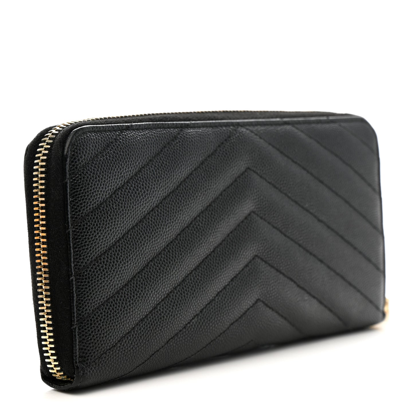 Grain De Poudre Matelasse Chevron Monogram Zip Around Wallet Black