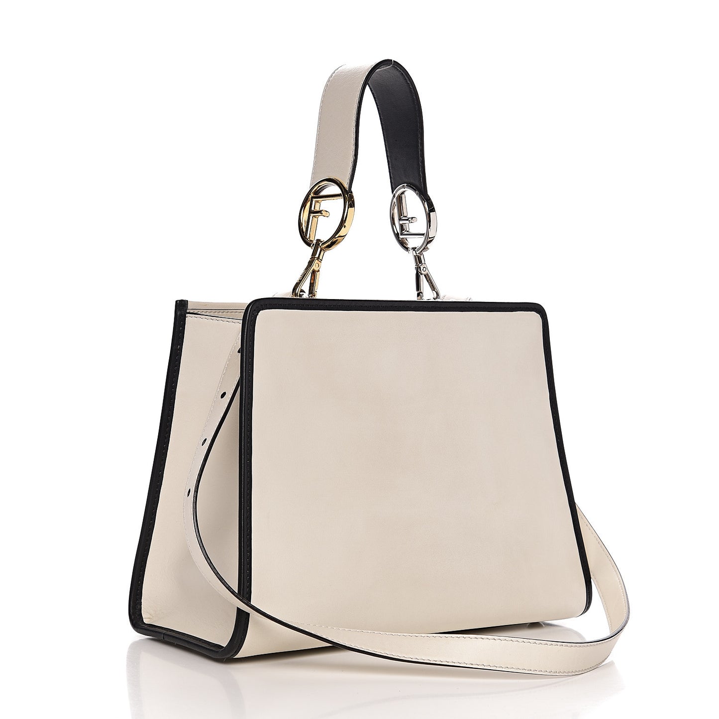 Vitello Century Opaco F is Fendi Bi-Color Small Runaway Satchel White Ice Black