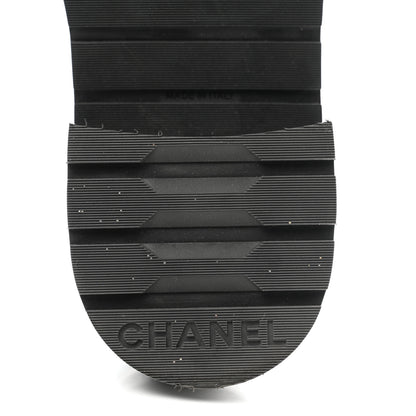 Chanel Shiny Calfskin Quilted Lace Up Combat Boots 39 Black 6 of 9