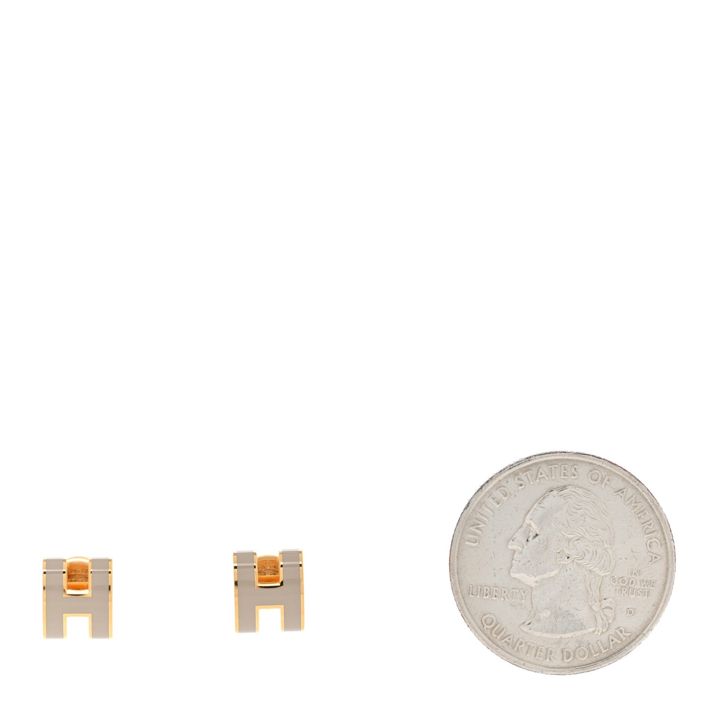 Gold Lacquered Mini Pop H Earrings Marron Glace