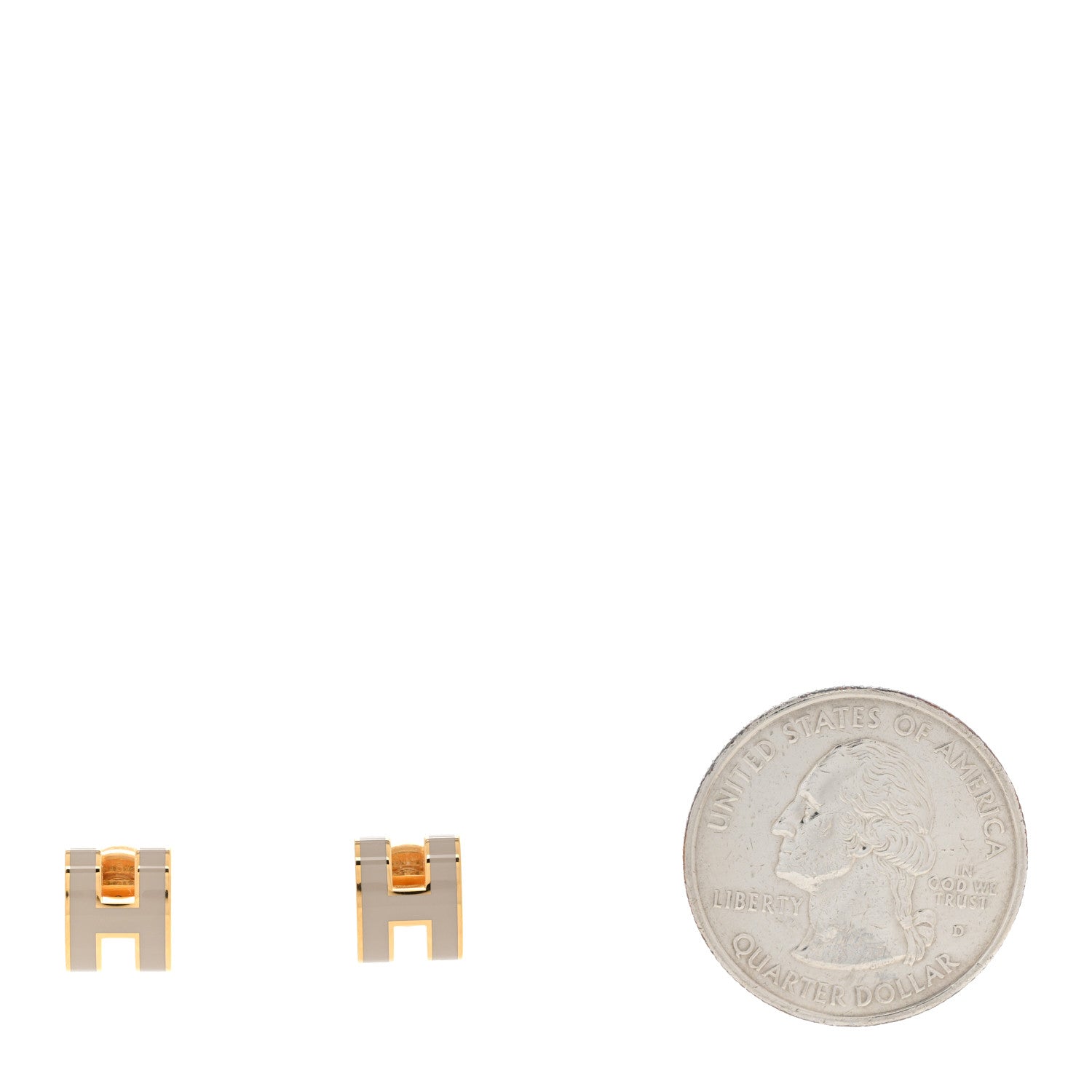 Hermes Gold Lacquered Mini Pop H Earrings Marron Glace 2 of 6