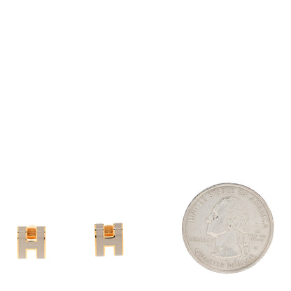 Hermes Gold Lacquered Mini Pop H Earrings Marron Glace 2 of 6
