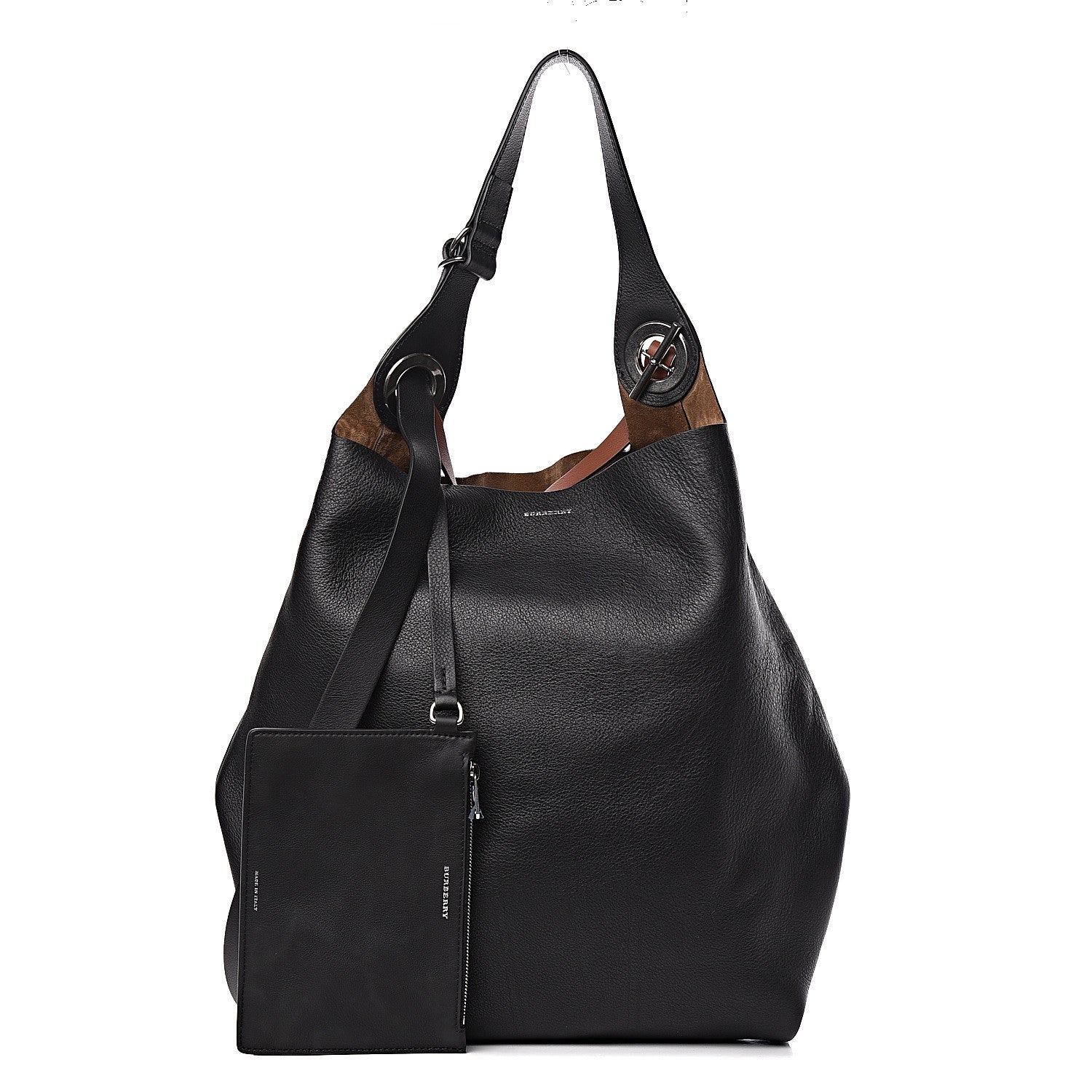 Burberry Calfskin Grommet Hobo Black 2 of 13
