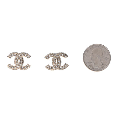 Chanel Crystal Timeless CC Earrings Light Gold 2 of 4