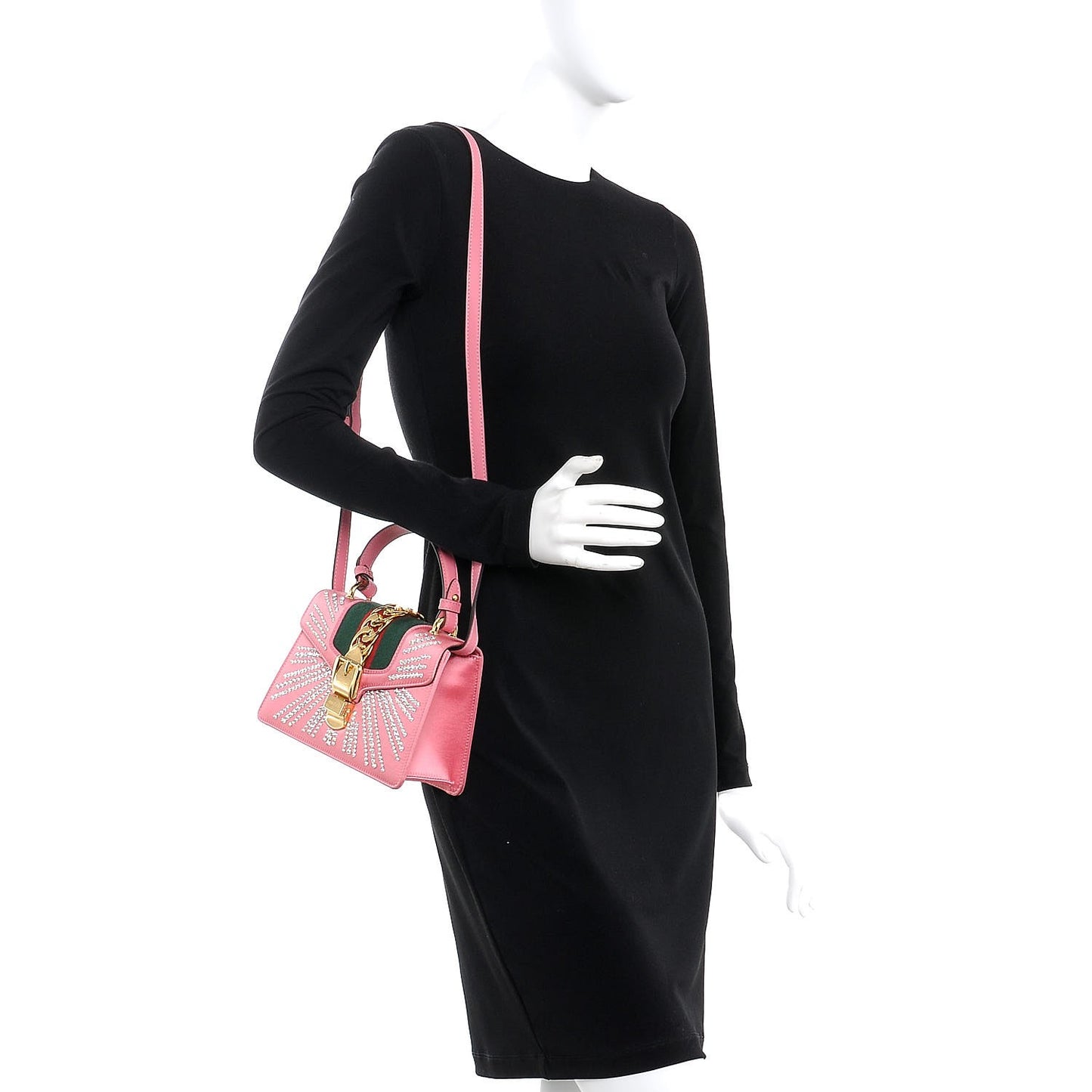 Satin Crystal Mini Sylvie Top Handle Bag Peony