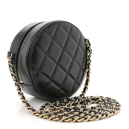 Chanel Caviar Quilted Round Clutch With Chain Black 3 of 10