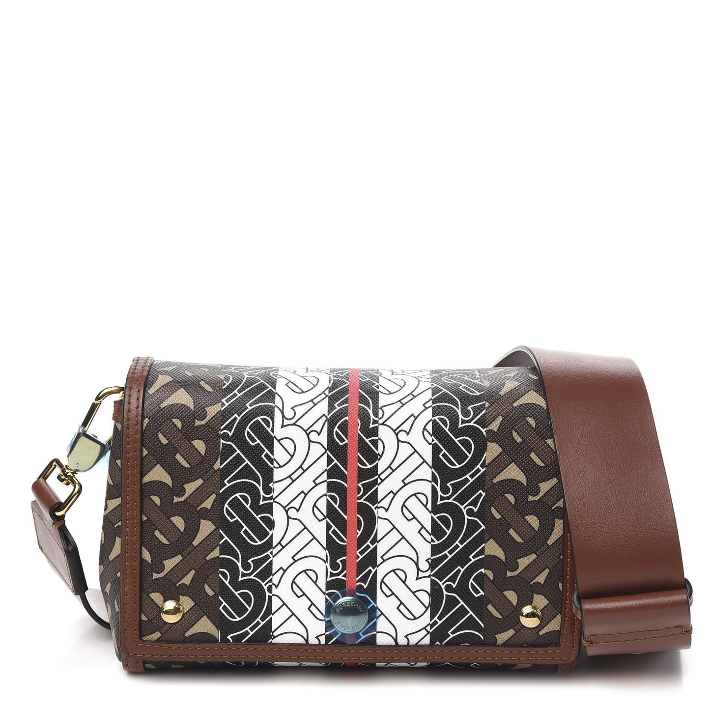 E-Canvas Monogram Stripe Hackberry Crossbody Bag Bridle Brown