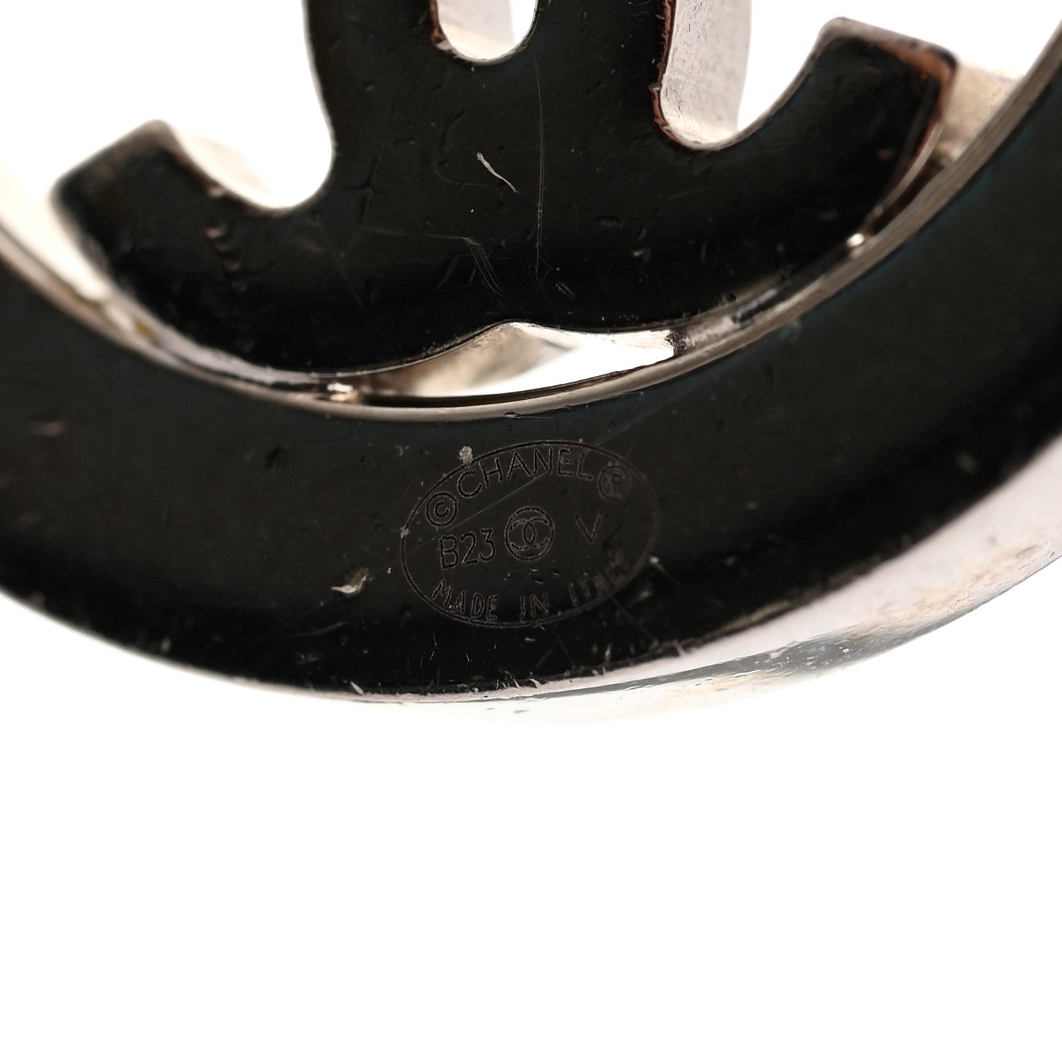 Chanel Crystal CC Round Single Earring Silver 4 of 4