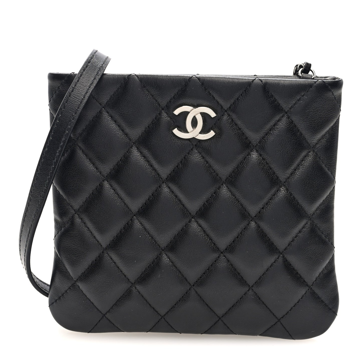 Lambskin Quilted Crossbody Bag Black