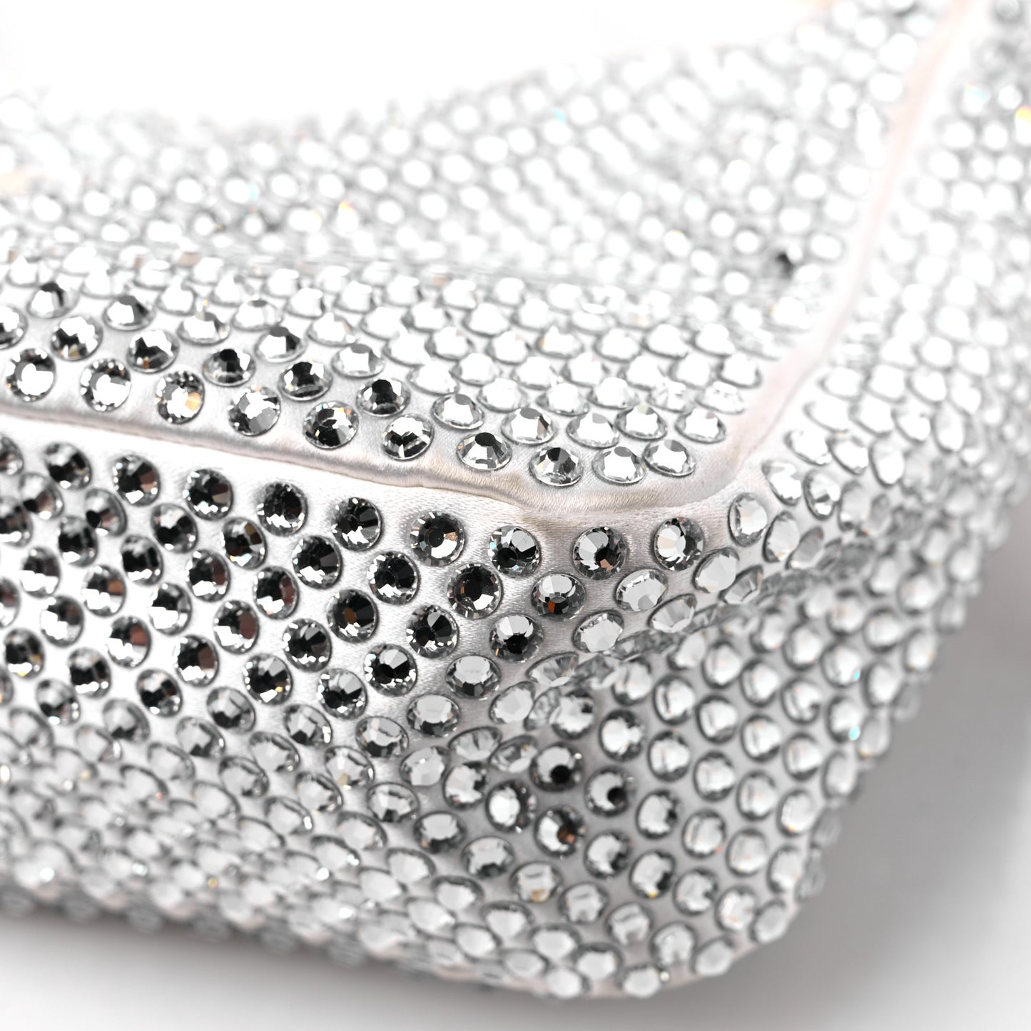 Satin Crystal Mini Re-Edition 2000 Bag White