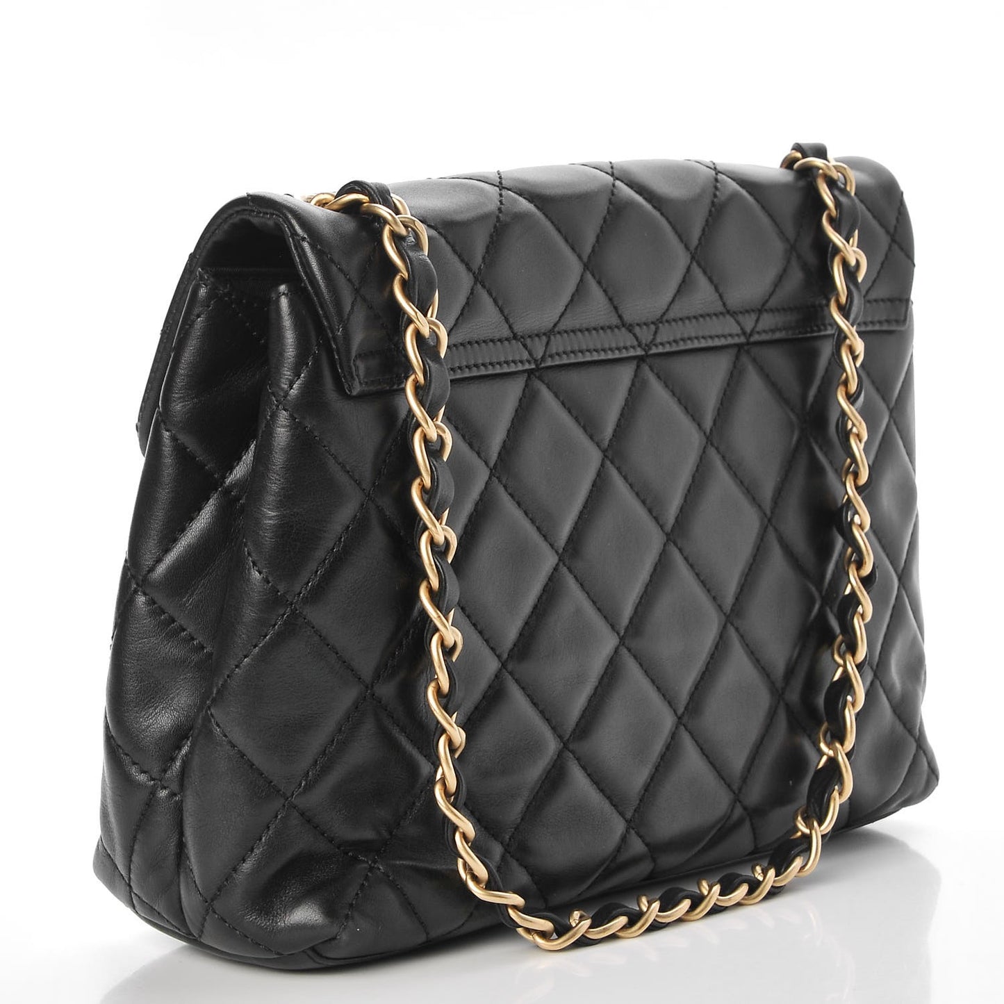 Lambskin Quilted Single Flap Black
