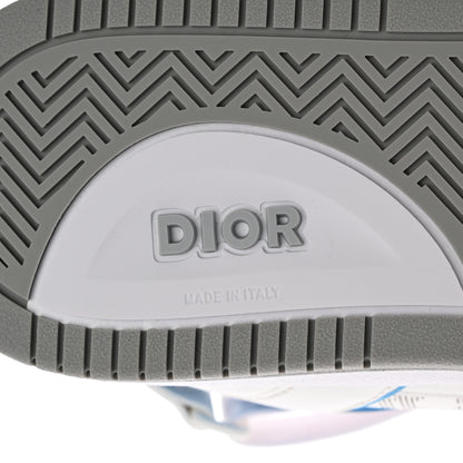 Christian Dior Smooth Calfskin Oblique Galaxy Perforated Mens B27 Mid Top Sneakers 45 Beige Blue 7 of 17