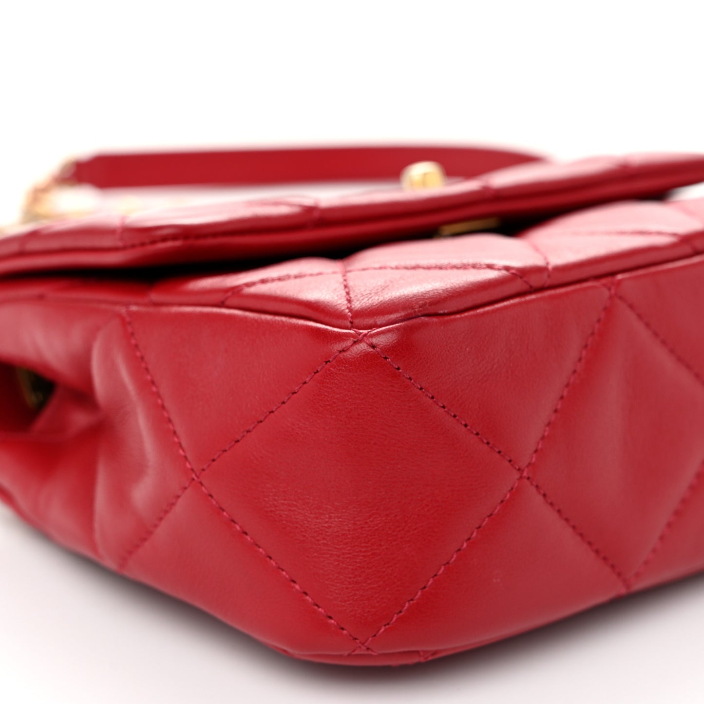 Calfskin Quilted Mini Charms Flap Red