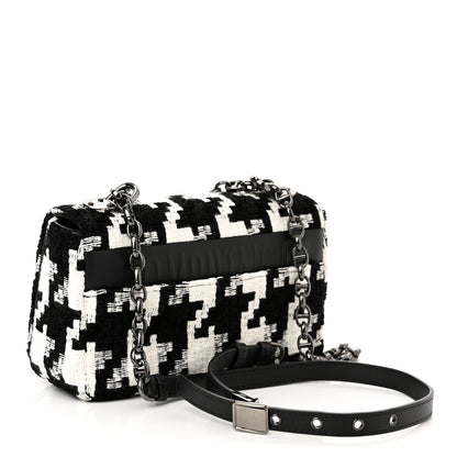 Christian Dior Tweed Macro Houndstooth Small Caro Bag Black White 3 of 11