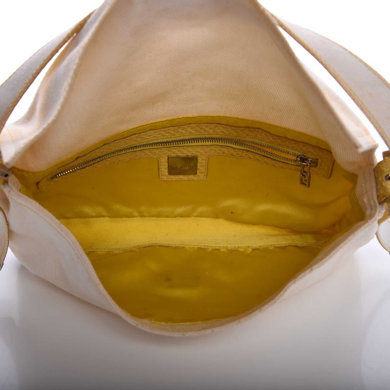 Fendi Denim Python Baguette White Yellow 8 of 21
