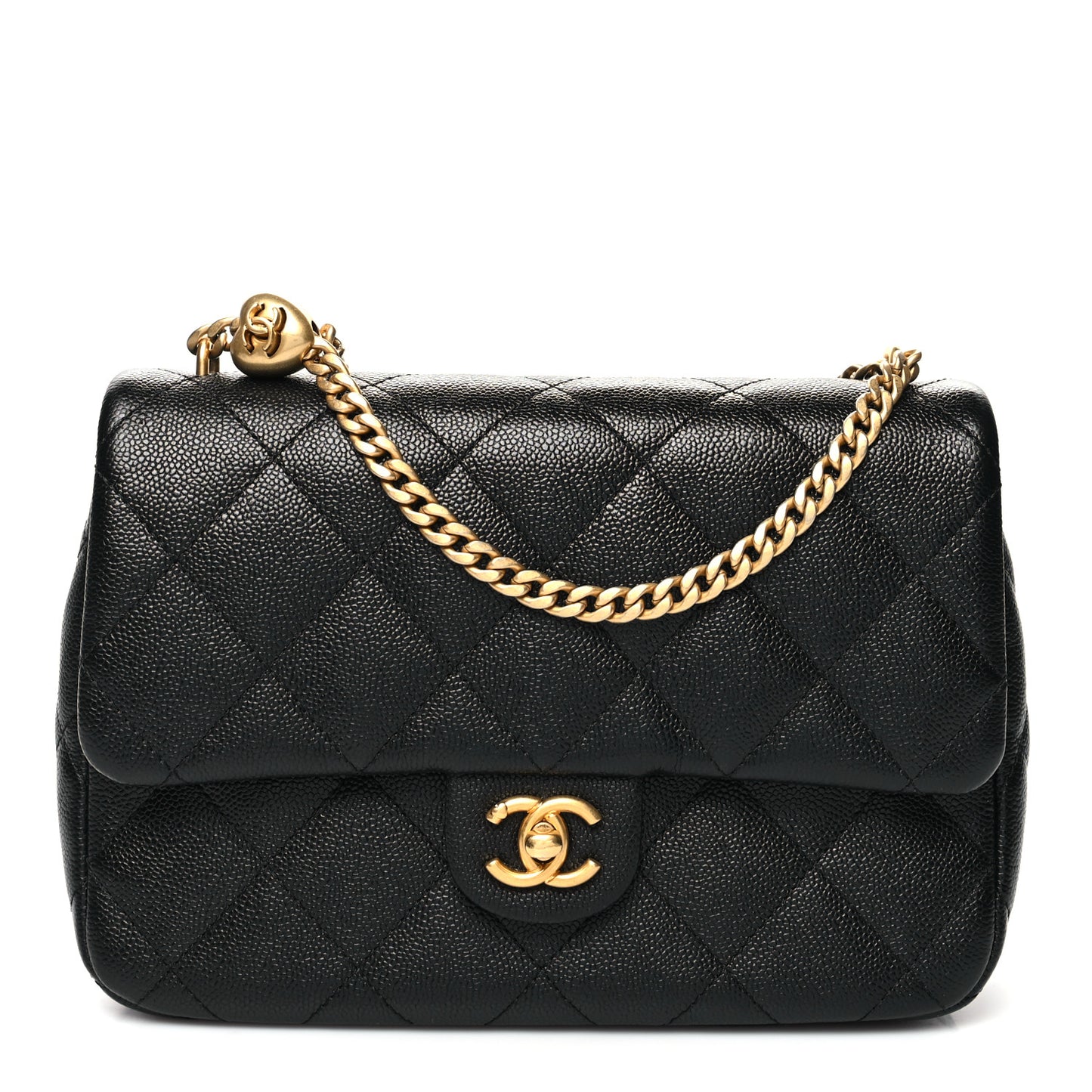 Caviar Quilted Sweetheart Flap Black