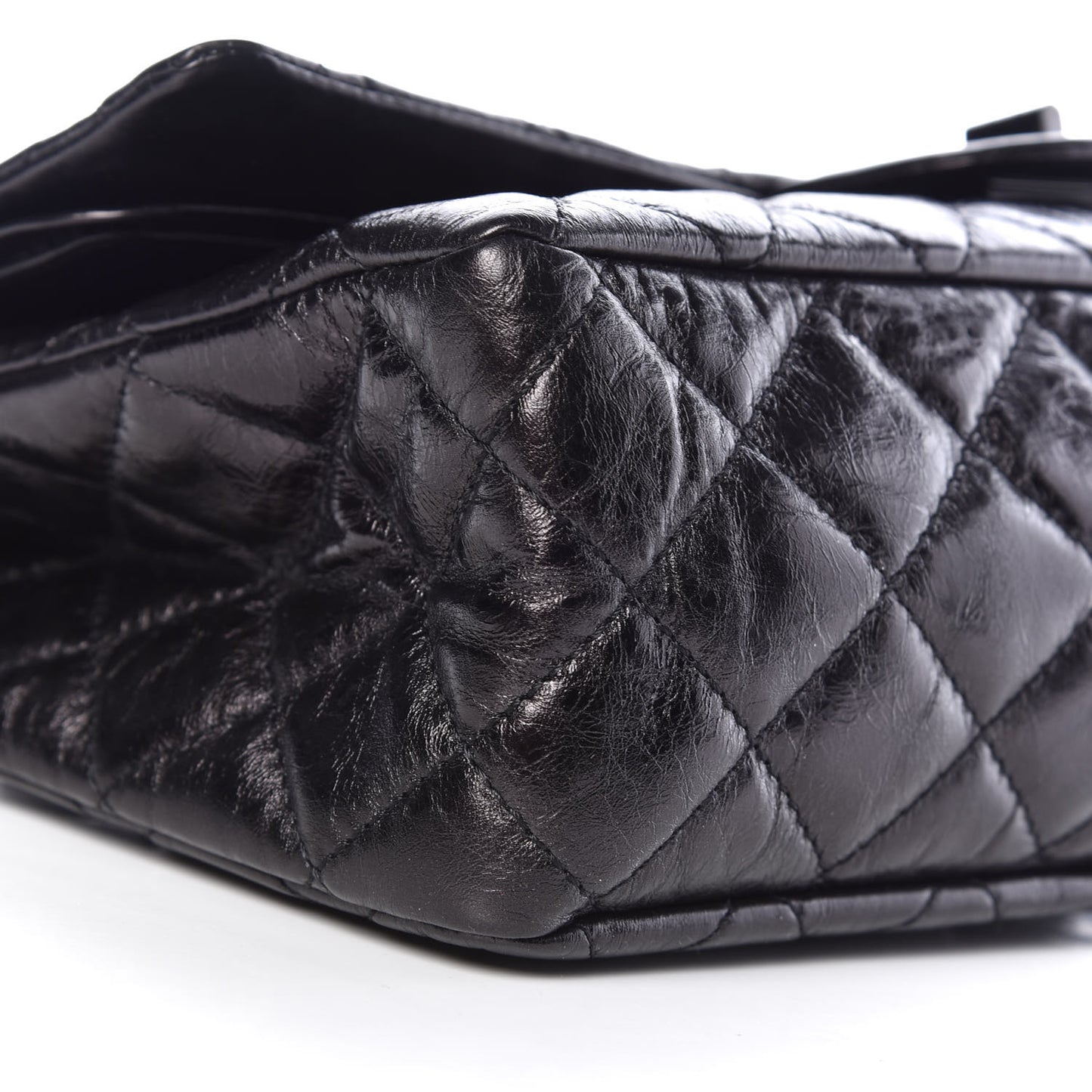 Glazed Aged Calfskin Quilted 2.55 Reissue 227 Flap So Black