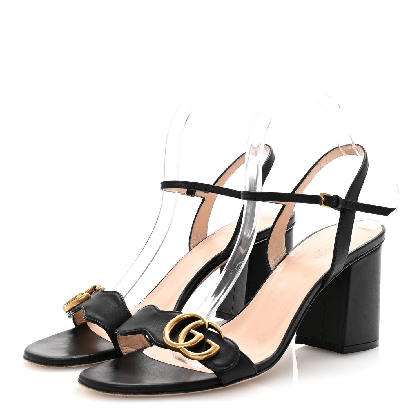 Lifford Calfskin GG Marmont Ankle Wrap 75mm Sandals 39.5 Black