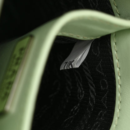 Prada Spazzolato Metal Triangle Logo Small Double Handle Crossbody Tote Acqua 7 of 11