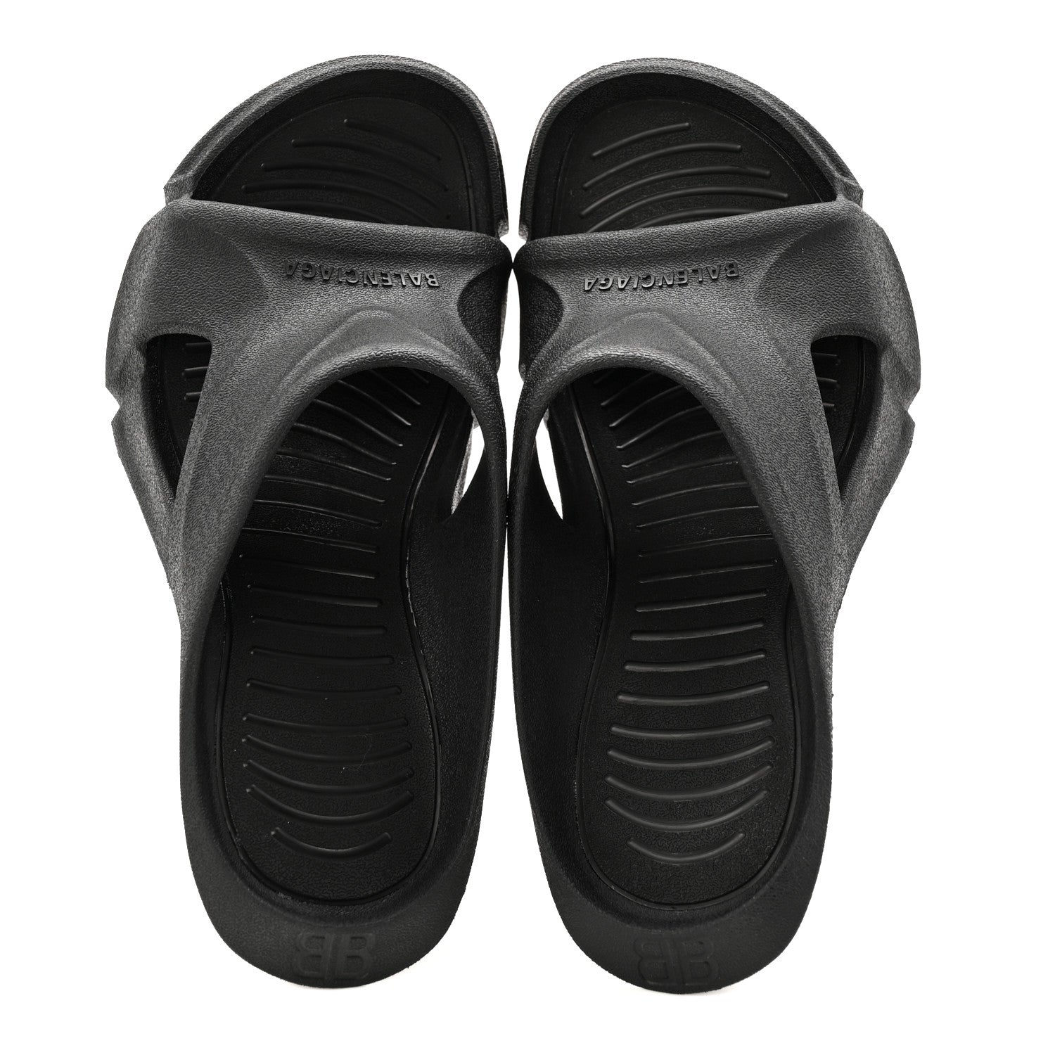 Balenciaga Rubber Womens Mold Slide Sandals 38 Black 1879132
