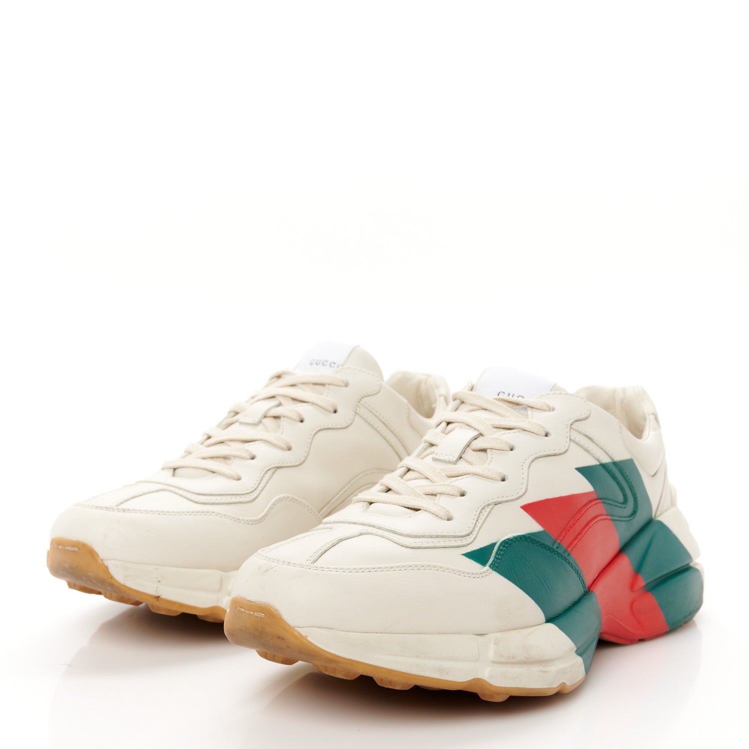 Gucci Calfskin Web Printed Mens Rhyton Sneakers 8 Mystic White 4 of 12