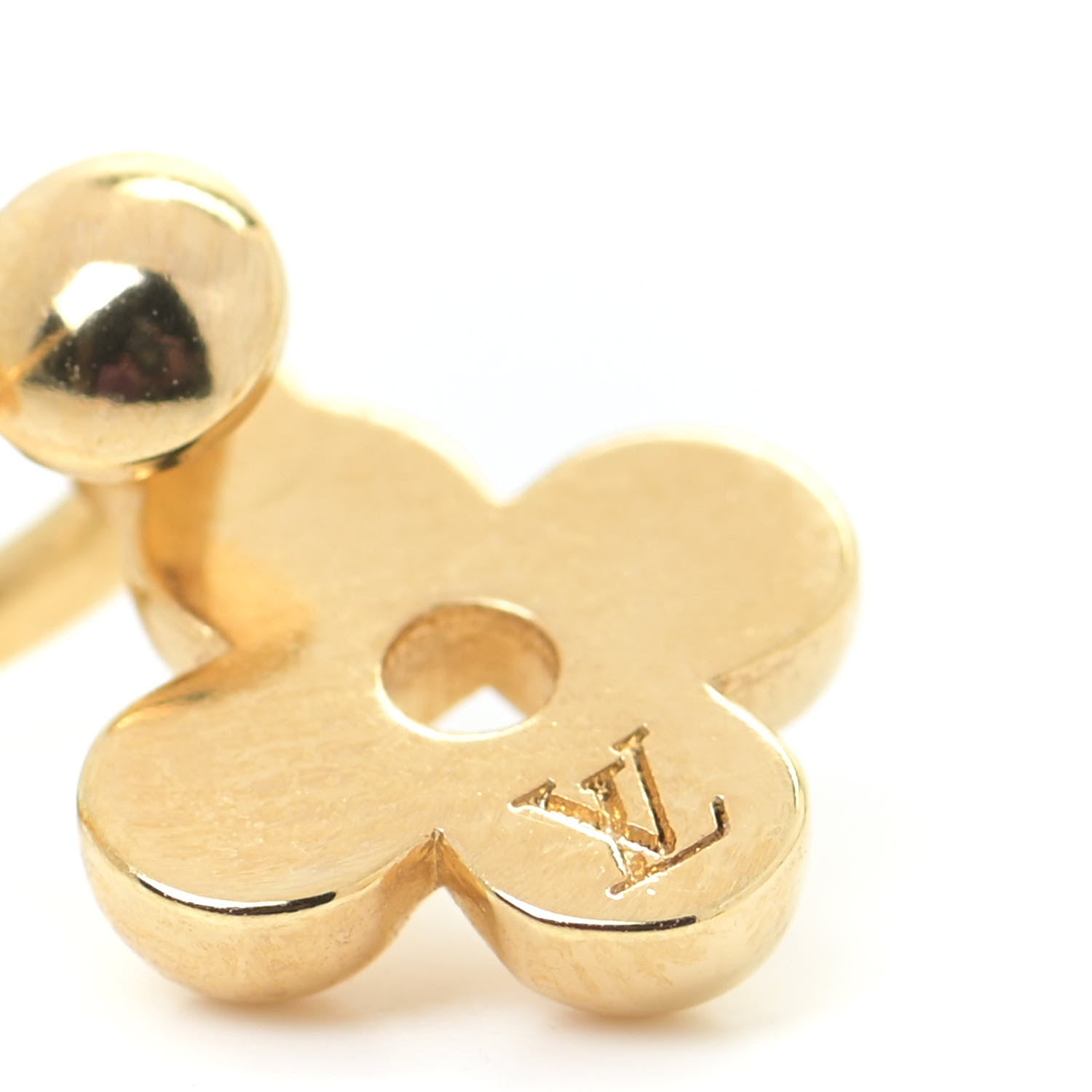 Louis Vuitton Brass Blooming Earrings Gold 6 of 7