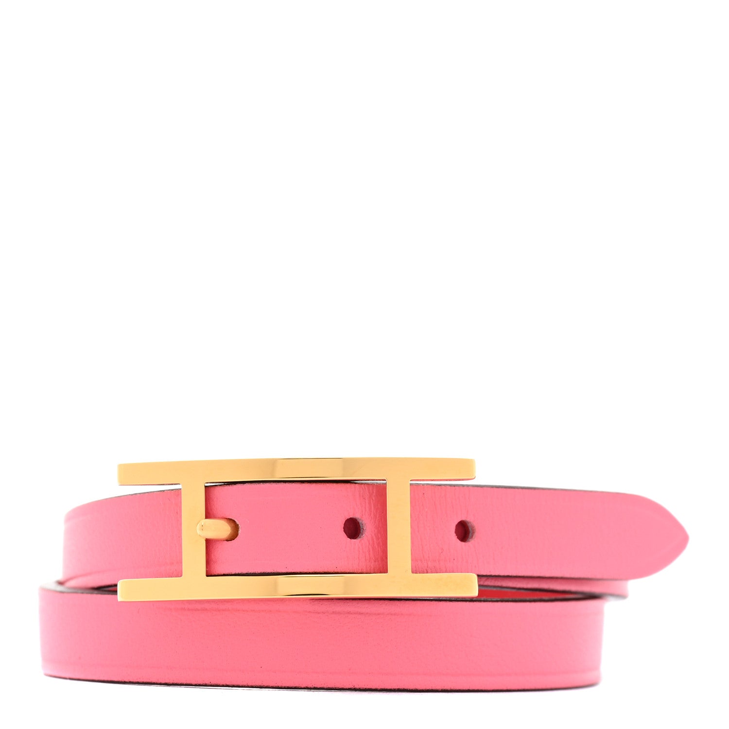 Hermes Swift Chamonix Behapi Double Tour Reversible Bracelet T2 Rose Azalee Rouge De Coeur 1 of 5