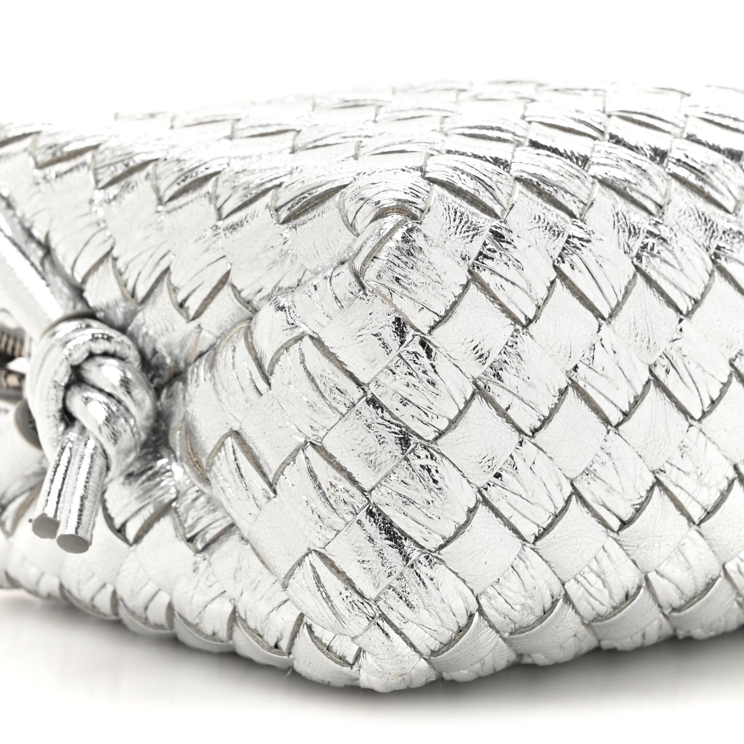 Bottega Veneta Metallic Calfskin Intrecciato Mini Loop Camera Bag Silver 10 of 10