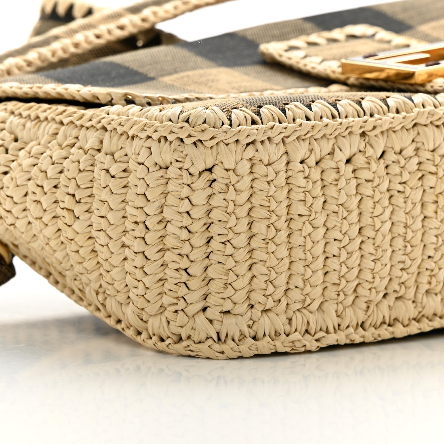 Fabric Jacquard Raffia Straw Pequin Gingham Woven Baguette Beige Black Natural