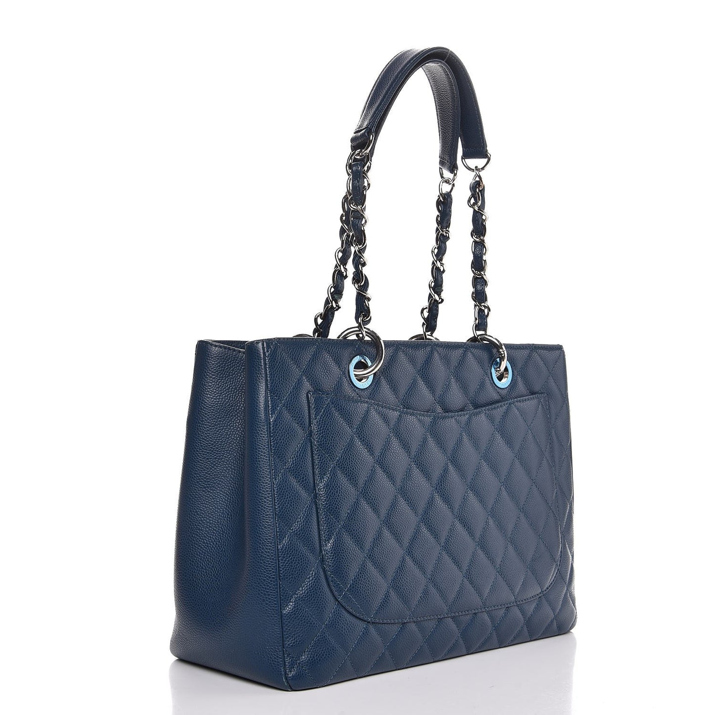 Caviar Quilted Grand Shopping Tote GST Dark Blue