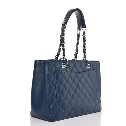 Chanel Caviar Quilted Grand Shopping Tote GST Dark Blue 3 of 11