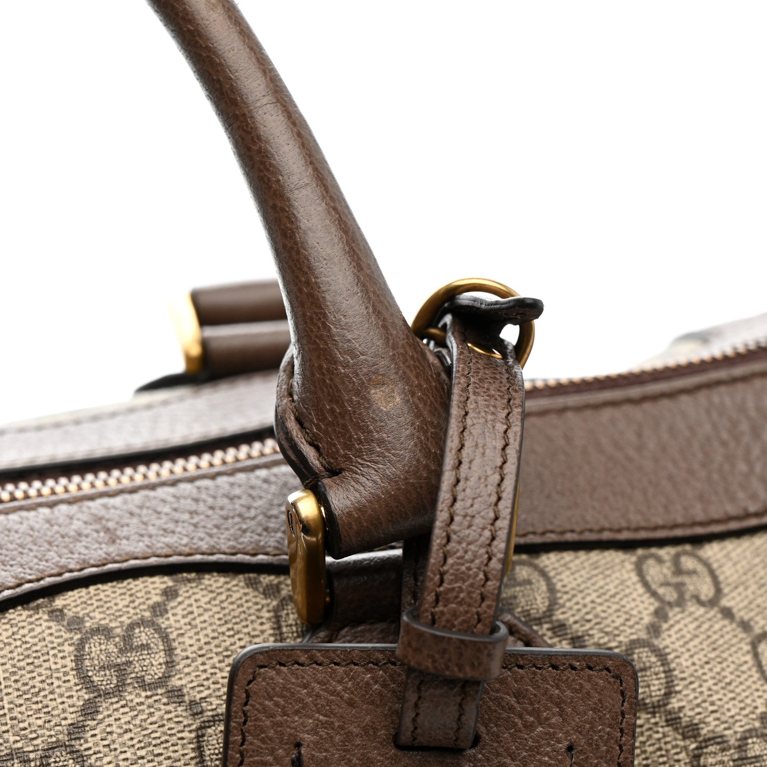 Gucci GG Supreme Monogram Textured Dollar Calfskin Web Small Duffle Bag Beige Ebony 12 of 15