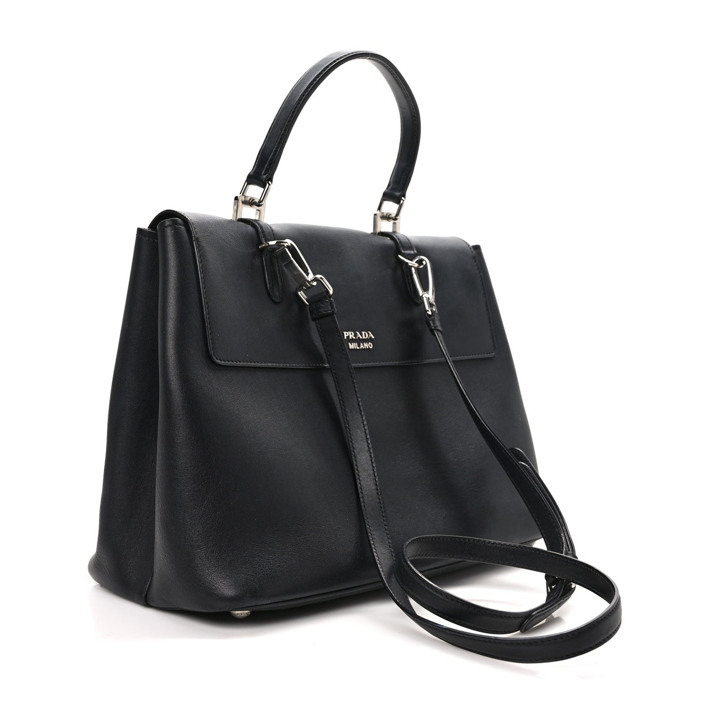Saffiano Cuir Convertible Top Handle Tote Black
