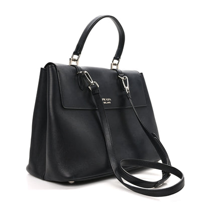 Prada Saffiano Cuir Convertible Top Handle Tote Black 3 of 9