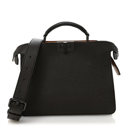 Fendi Cuoio Romano Vitello Cover Glazed Fabric Bi-Color FF 1974 Mini Peekaboo I SEE U Satchel Brown 1 of 10