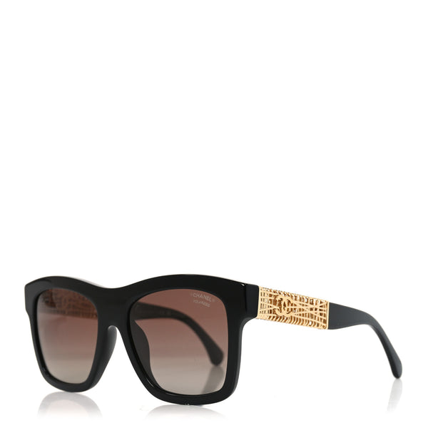 Chanel Acetate Metal Polarized Square Sunglasses 5533-A Black
