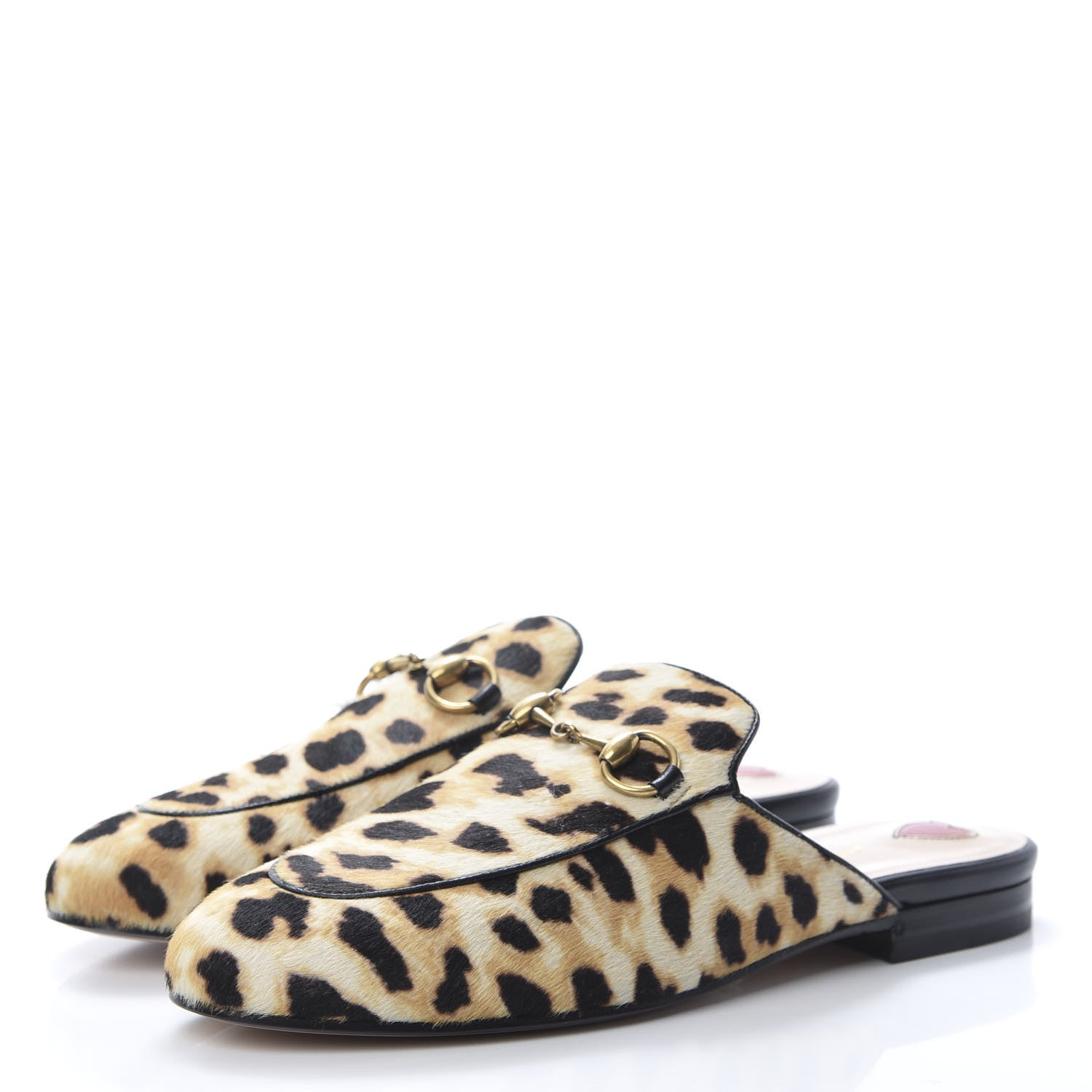 Gucci Calf Hair Leopard Print Womens Princetown Slippers 35.5 Naturale Black 3 of 9