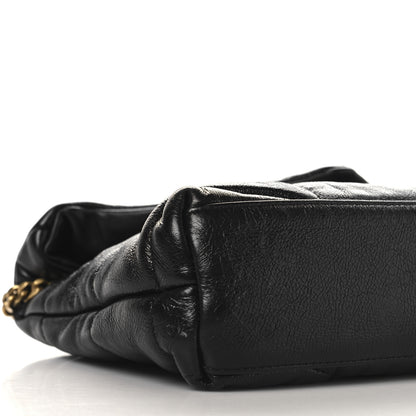 Saint Laurent Crinkled Calfskin Quilted Toy Loulou Puffer Monogram Chain Satchel Black 9 of 11