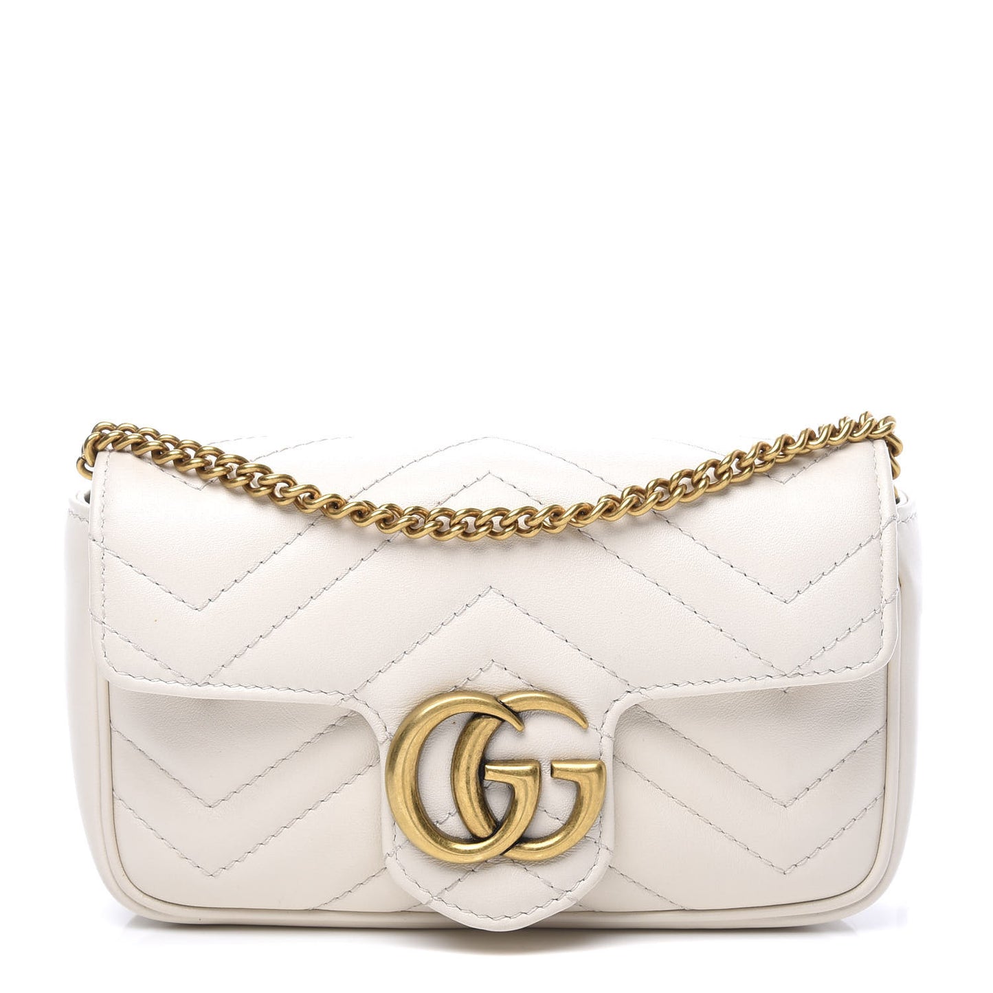 Calfskin Matelasse Super Mini GG Marmont Shoulder Bag White