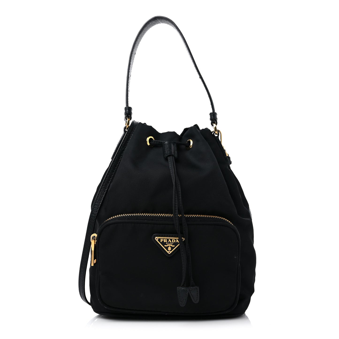 Re-Nylon Duet Drawstring Shoulder Bag Black